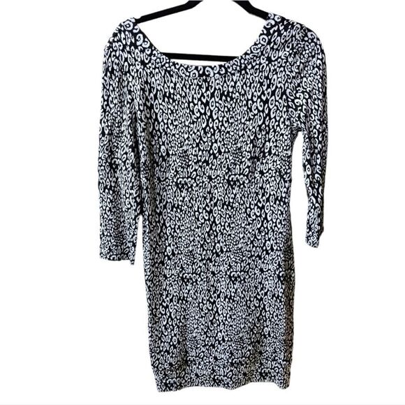 TRINA TURK Black & White Animal Print Knit Bodycon Dress - Size 8 - Picture 1 of 7